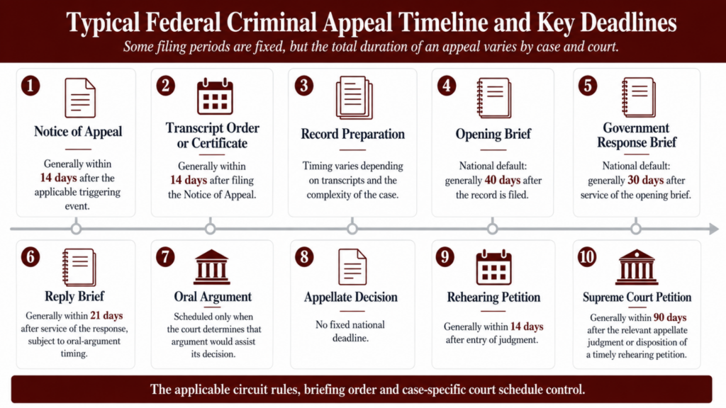 Important timeline and key deadlines in Federal criminal appeal process