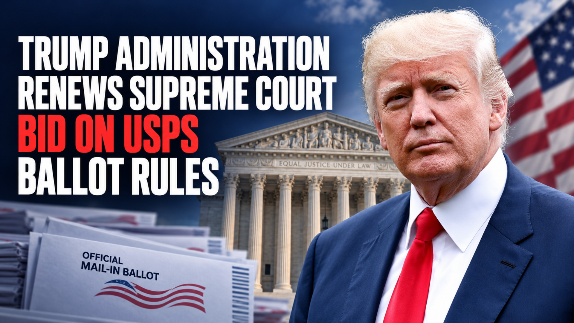 Trump administration renews Supreme Court request to enforce USPS mail-ballot requirements before the November 2026 midterm elections